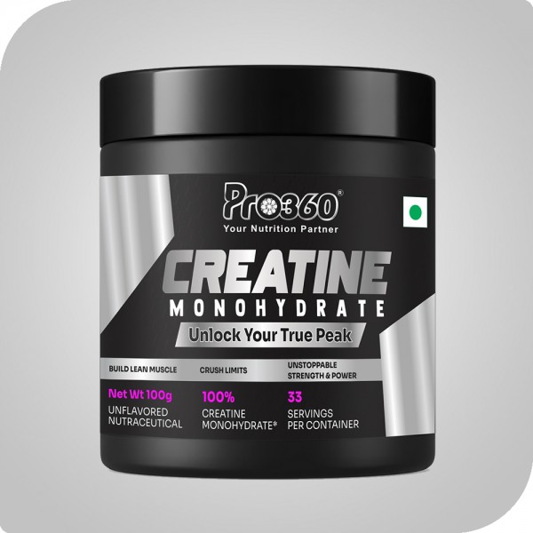 PRO360 Creatine Monohydrate 100g - Unflavored, 33 Servings | Micronized Powder To Support Lean Muscle Repair & Recovery | Increase Strength & Athletic Performance