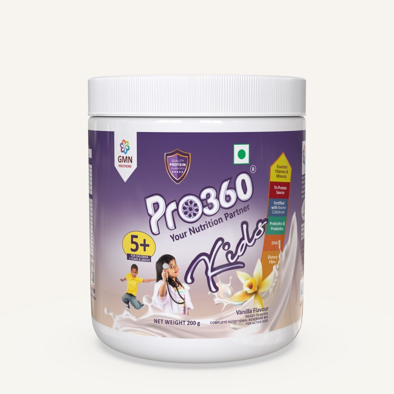 Pro360 Kids Vanilla 200g – Nutritional Protein Supplement for Growing Children – Enriched with Bovine Colostrum to Improve Immunity & Prevent Allergies & Infection – For Kids 5-12 Years