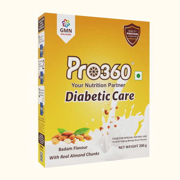 Pro360 Diabetic Care Badam 200g Refill Pack Complete and Balanced Nutrition for Diabetes Control – Rich in Protein & Essential Nutrients for Good Health & Improved Immunity – No Added Sugar