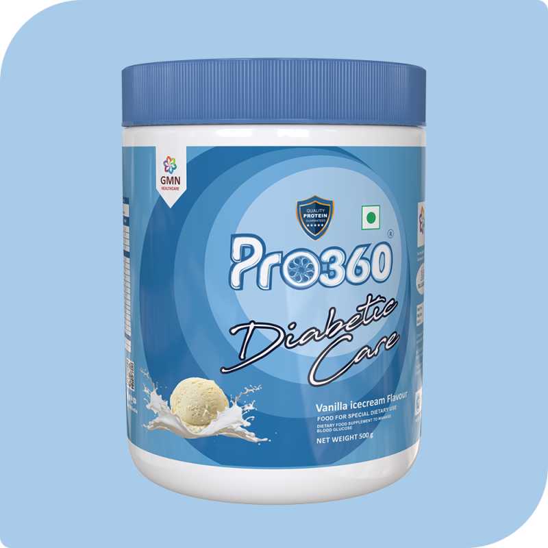 Pro360 Diabetic Care Vanilla Icecream 500g Complete and Balanced Nutrition for Diabetes Control – Rich in Protein & Essential Nutrients for Good Health & Improved Immunity – No Added Sugar