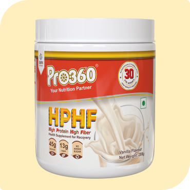 Pro360 HPHF High Protein High Fiber Healthy Nutritional Supplement Powder for Recovery from Critical Illness with 30 Vital Nutrients - 45g of Protein, 13g of Fiber - Vanilla Flavor - 200g pack