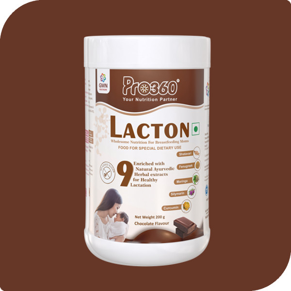 Pro360 Lacton Chocolate 200g Supplement Powder for Breastfeeding and Lactating Mothers - Enriched with Shatavari, Silymarin, Moringa, Curcumin, Cumin, Fennel, Fenugreek to Boost Lactation