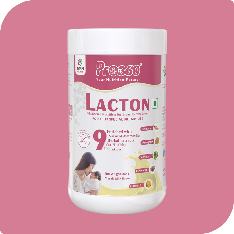 Pro360 Lacton Masala Milk 200g Supplement Powder for Breastfeeding and Lactating Mothers - Enriched with Shatavari, Silymarin, Moringa, Curcumin, Cumin, Fennel, Fenugreek to Boost Lactation