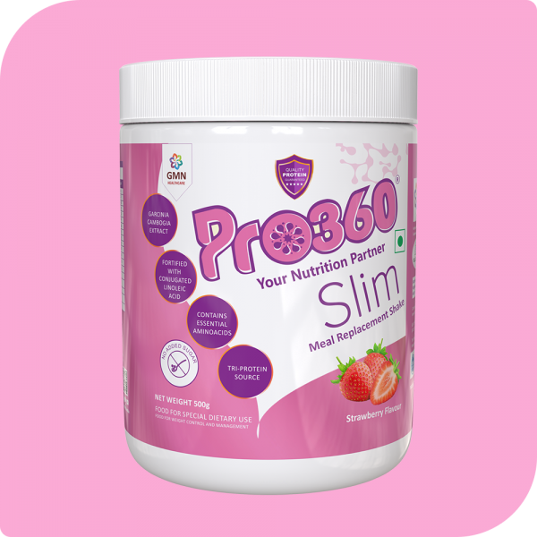 Pro360 Slim Strawberry Weight Management Meal Replacement Protein Shake, No Added Sugar, Dietary Supplement For Men & Women