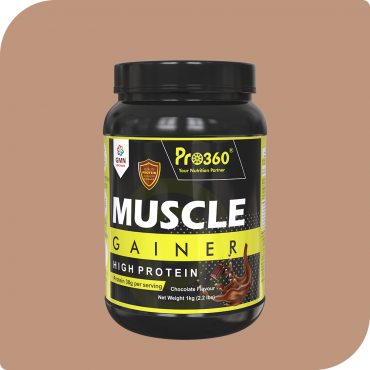 Pro360 Muscle Gainer Protein Powder - Special Formula for Muscle Gain with BCAA + L-Creatine + Digestive Enzymes (38g Protein per 75g serving)