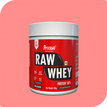 Pro360 Raw Whey Protein Unflavoured 250g 100% Whey with Digestive Enzymes, 26.6g Protein, 5.97g BCAA, 4.7g Glutamic Acid per Serving) - No Added Sugar, No Fillers 