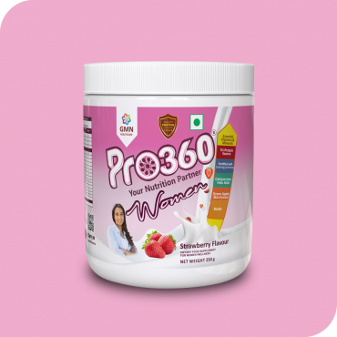 Pro360 Women Strawberry 250g Protein Rich Nutritional Supplement Enriched with Calcium, Iron for Stronger Bones and Improved Haemoglobin – 25 Essential Nutrients with Evening Primrose