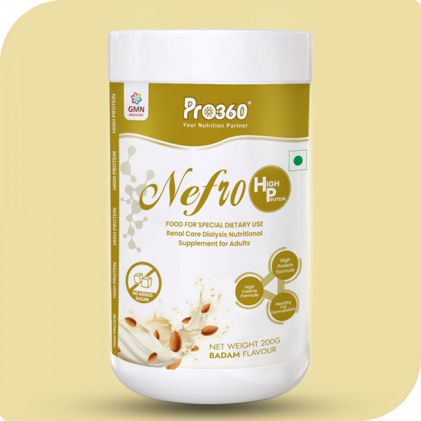 Pro360 Nefro HP - BADAM -  Dialysis Care Nutritional Supplement Powder - High Protein, High Calorie Formula Enriched with L-Taurine, L-Carnitine for Kidney/Renal Health – No Added Sugar