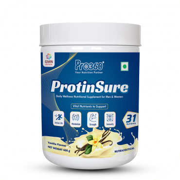 Pro360 ProtinSure Protein Powder Nutritional Supplement for Daily Wellness for Men and Women - Vanilla flavour 400g